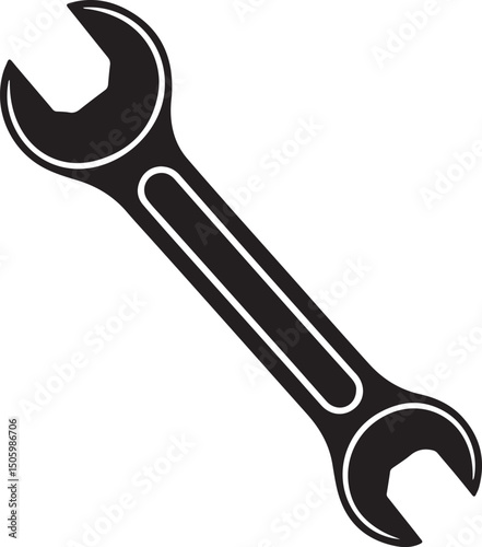 Combination wrench. spanner with open box or ring end flat vector icon for apps and websites
