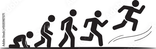 Crawl Walk Run Fly pictogram icon set. Clipart image isolated on white background