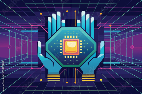 Abstract futuristic technology background with computer circuit board and data network communication
