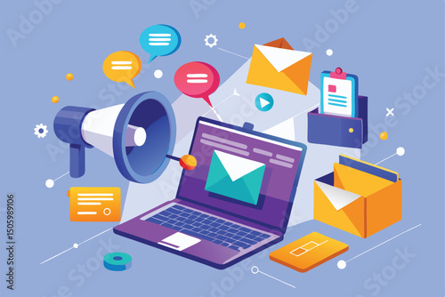 Flat design vector illustration of modern business and internet technology icons on a white background