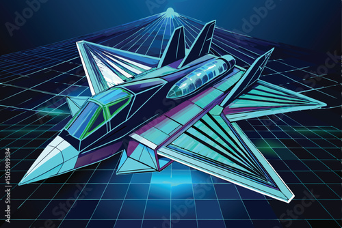 Abstract blue background with an arrow business concept and a plane illustration for digital finance success