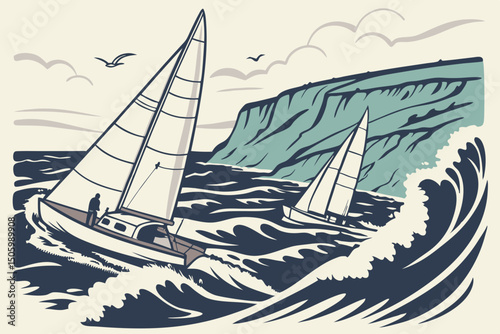 vector art of a sailing competition during the isl  