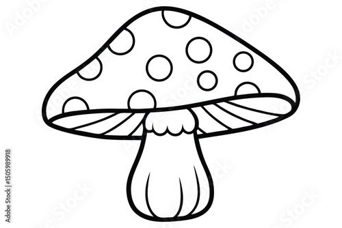 A vibrant red cartoon mushroom or toadstool with a green cap isolated on white, perfect for nature and food illustrations