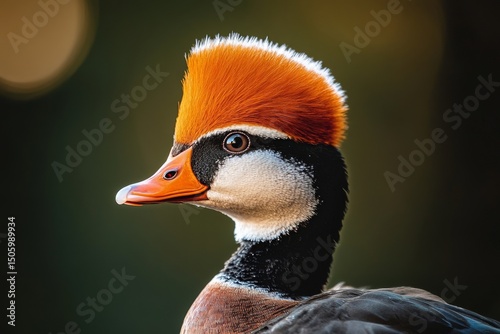 Unique Bird With Striking Orange Crest and Bright Beak Observed in Natural Ha...