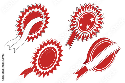 Funny cartoon character vector illustration set with discount and new label sticker design elements