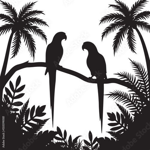 Tropical Parrot Silhouettes vector