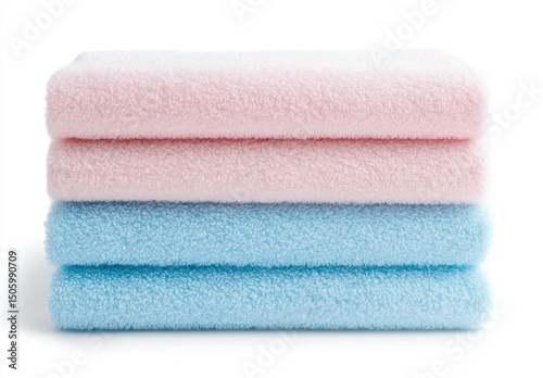 Stack of pastel pink and light blue towels