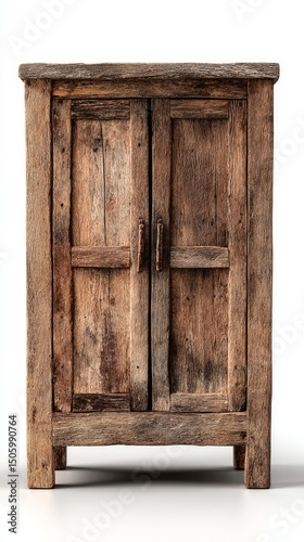 Rustic Wooden Cabinet With Double Doors Showcasing Natural Grain and Texture ...