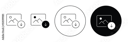 Set of Image Download icon collection. download picture or photo, download symbol.