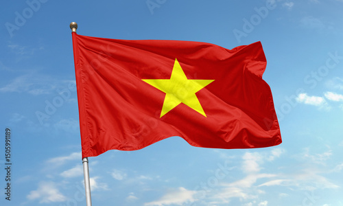 Vietnam national flag waving in the sky