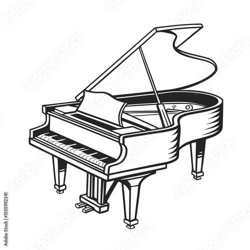 Piano Instrument silhouette vector art illustration. Black music instrument rock, jazz silhouette. music band vector illustration icons set Vector design.