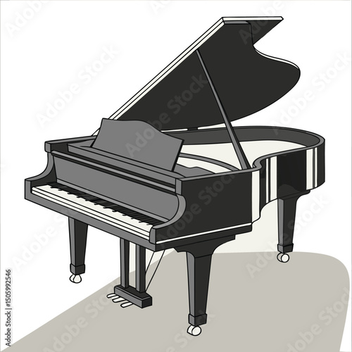Piano Instrument silhouette vector art illustration. Black music instrument rock, jazz silhouette. music band vector illustration icons set Vector design.