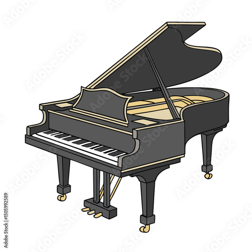 Piano Instrument silhouette vector art illustration. Black music instrument rock, jazz silhouette. music band vector illustration icons set Vector design.
