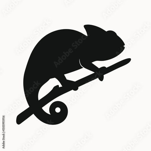 Chameleon Silhouette Reptile Icon, Vector Illustration