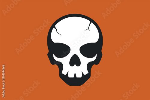 Spooky human skull and crossbones illustration on a black background, perfect for Halloween, pirate, or danger themes