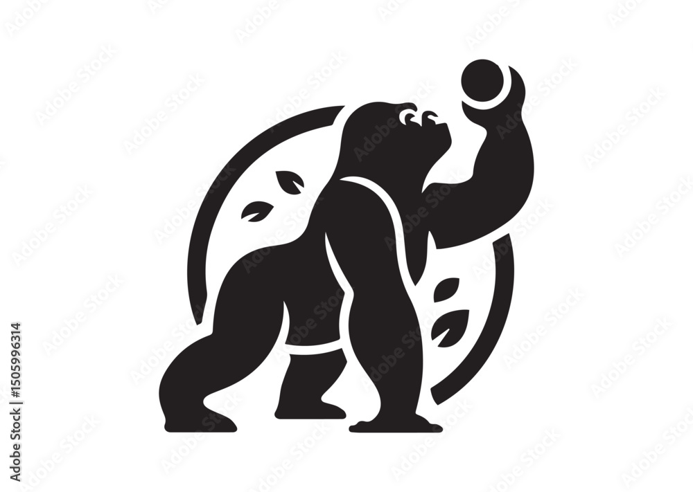 Fototapeta premium Gorilla Silhouette Black Vector isolated on white background