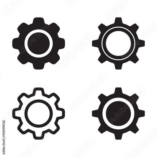 Settings interface icons. Linear style control panel elements for UI/UX design. Adjustable gears, sliders, and toggles for digital customization. Clean vector illustration.