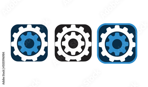 Gear icons set. Engineering mechanism and industrial automation symbols. Minimalist vector cogs for technology, machinery, and system configuration designs. Editable stroke.