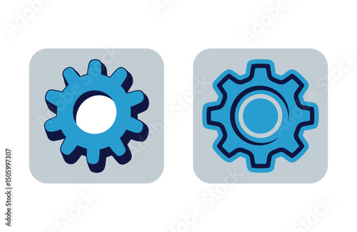 Gear icons set. Engineering mechanism and industrial automation symbols. Minimalist vector cogs for technology, machinery, and system configuration designs. Editable stroke.