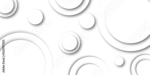 Abstract white circle shape geometric line background. abstract seamless modern white and gray color technology concept geometric circle vector background neomorphs style poster, banner design