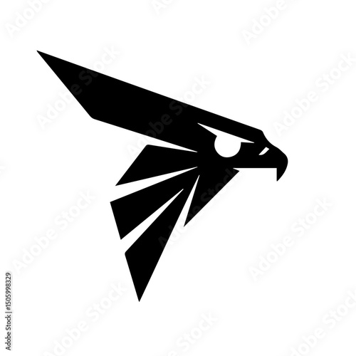 Minimalist Hawk Logo – Abstract Geometric Bird of Prey Vector Design"
