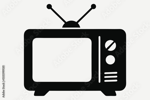 Old retro television icon vector illustration with antenna for vintage broadcast media display
