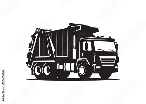 Garbage Truck Silhouette Vector, Garbage Truck Icon