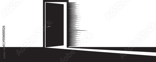 Abstract Black Doorway Opening to Light and Shadow