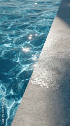 Glittering Water Ripples Beside a Smooth Pool Edge on a Sunny Afternoon