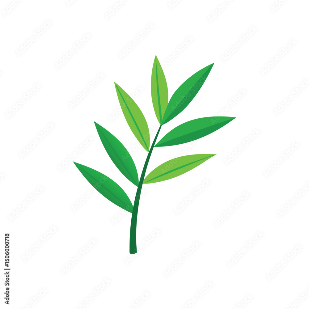 Fototapeta premium Bamboo Leaf Vector Illustration on White Background
