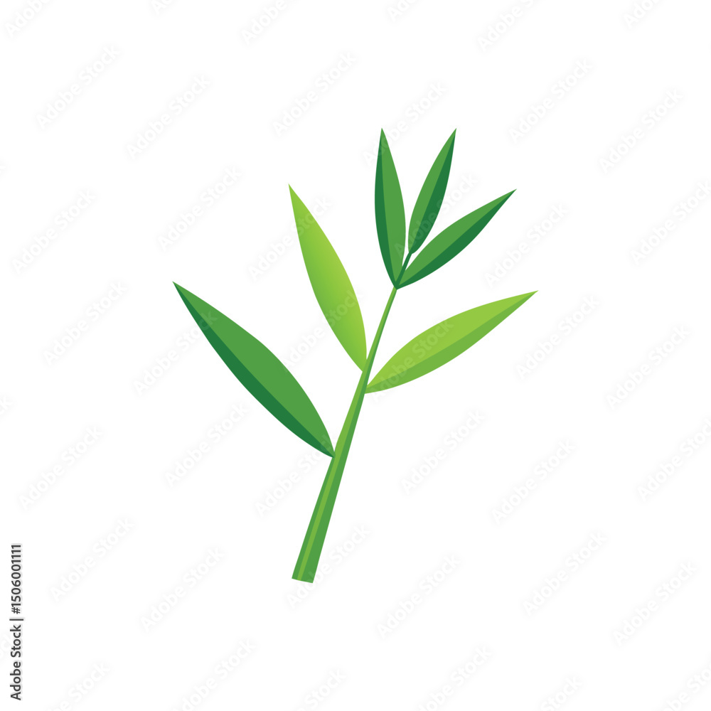 Fototapeta premium Bamboo Leaf Vector Illustration on White Background