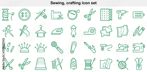 Sewing and Crafting Line Icon Set