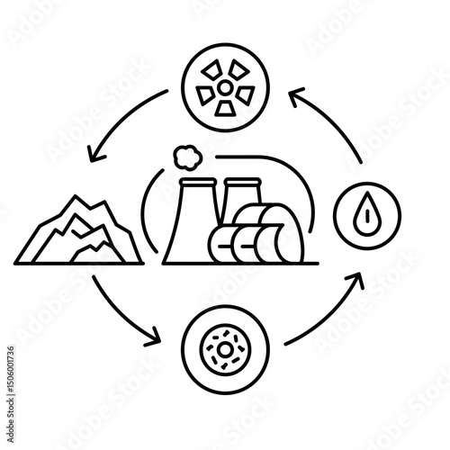 Nuclear industry cycle icon representing thorium fuel process