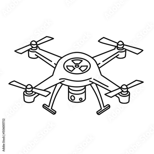 Radiation drone with nuclear symbol for industrial applications  