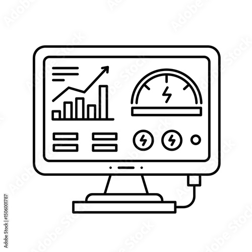Energy dashboard with graphs and meter displaying data on screen  