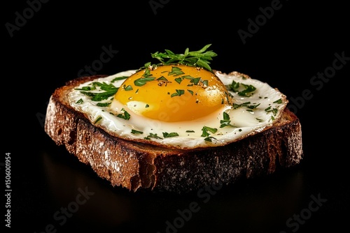 Delicious Toasted Bread Topped With Perfectly Cooked Sunny Side up Eggs and F...