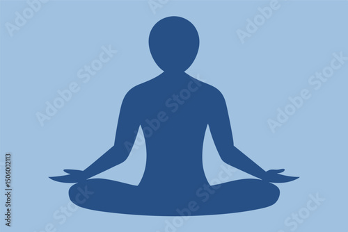 Vector silhouette illustration of people meditating in a lotus pose for yoga, health, and relaxation, embodying peace and calm