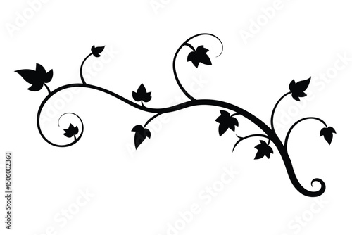 Abstract floral design featuring elegant swirling patterns, delicate leaves, and graceful bird and butterfly silhouettes