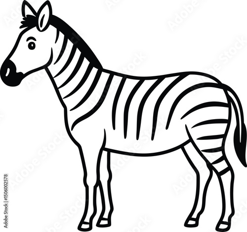 line art of a zebra on the white background