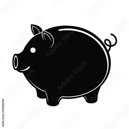 black vector silhouette savings piggy bank