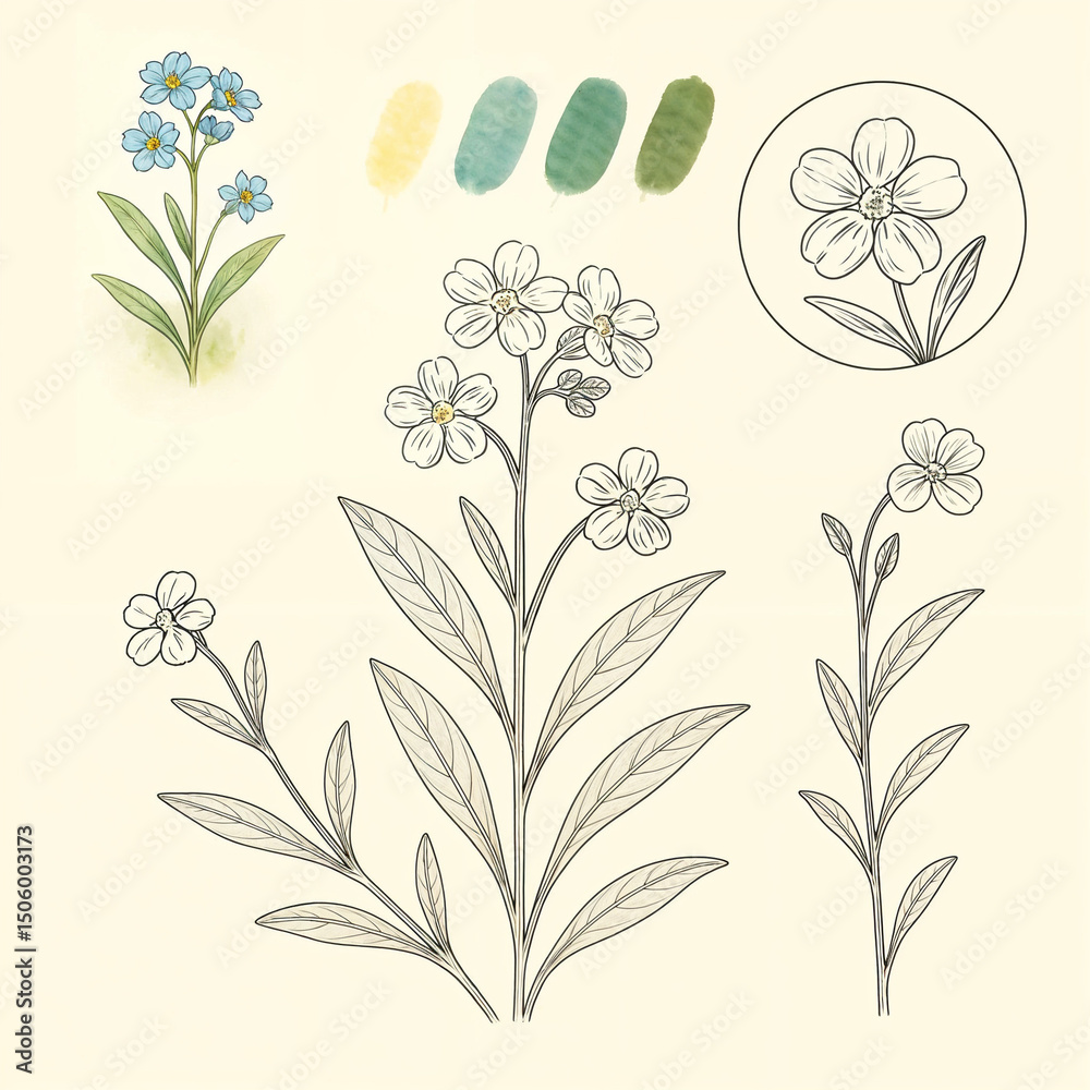 set of flowers set of flowers