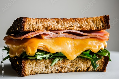 Delicious Ham and Cheese Sandwich With Toasted Bread Ready to Enjoy.