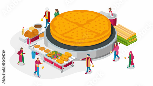 A bustling street food market offering delicious flatbread a culinary adventure and local delight
