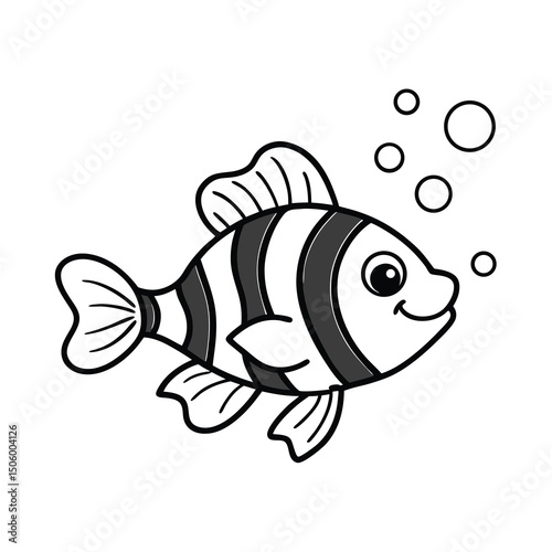 cute cartoon clownfish coloring page ocean