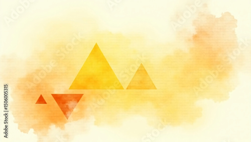 Abstract Watercolor Art with Yellow and Orange Triangles
