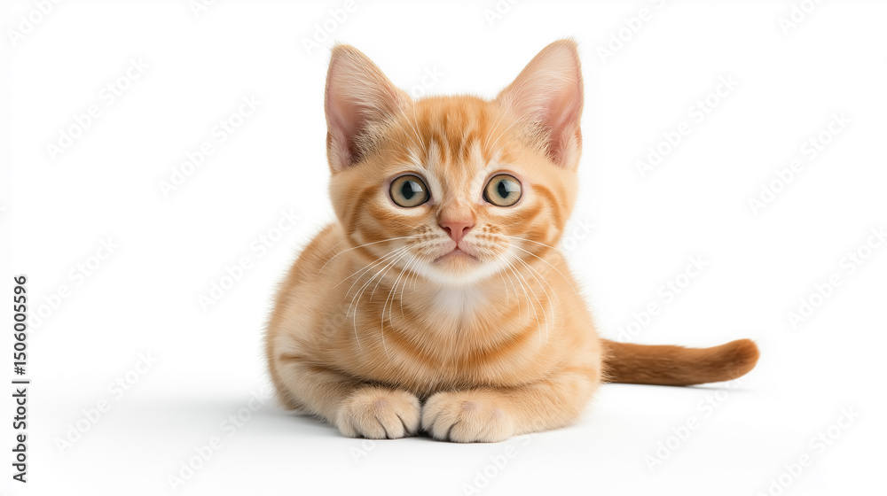 Obraz premium Cute orange kitten lounging with big expressive eyes