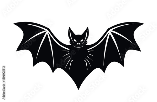 Flying bat silhouette vector, Suitable for halloween design.