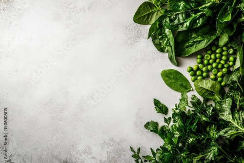 Green Leaves and Unripe Fruit Arranged Creatively on a Light Surface.