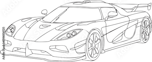 Sports Car Outline vector isolated On Transparent Background