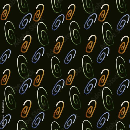 Colorful swirl pattern for school supplies and fabric design on a dark background